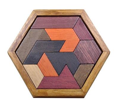 Casse-tête en Bois Tangram Hexagonal
