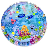Tapis de jeu large avec eau bébé avec formes colorées en pvc jeu à eau en pvc écologique motifs océaniques vibrants