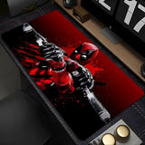Tapis de souris xxl marvel deadpool rouge et noir avec finition brillante pour une stabilité parfaite
