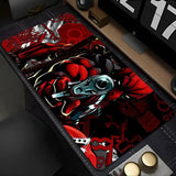 Tapis de souris xxl marvel deadpool rouge et noir avec finition brillante offrant une stabilité parfaite pour gaming