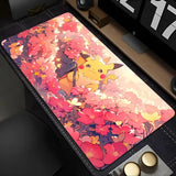 Tapis de souris xxl pikachu avec surface lisse et couleurs vibrantes, featuring pikachu parmi des fleurs roses et rouges