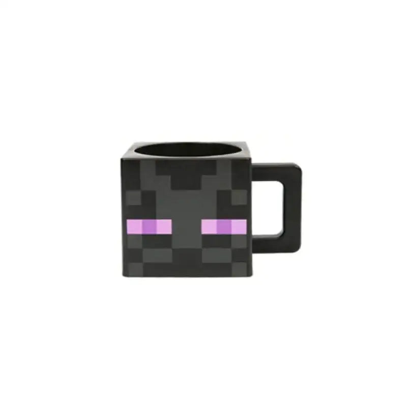 Tasse mug minecraft 3d en forme d enderman pixelisé noir avec yeux violets lumineux jeu emblématique