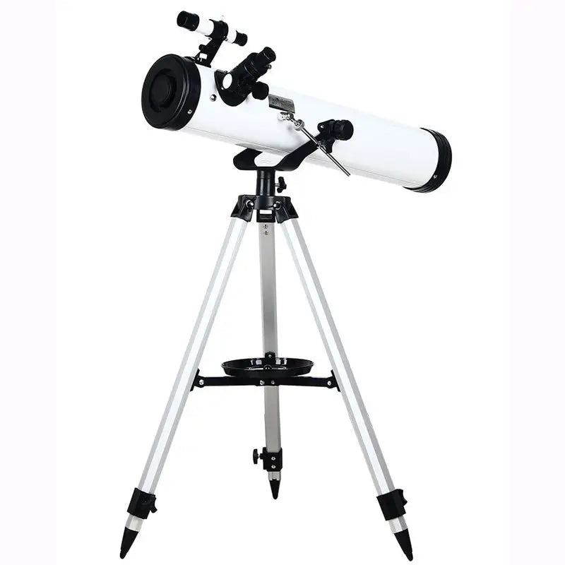 Télescope astronomique professionnel hd blanc et noir avec trépied argent ajustable pour astronomie précise