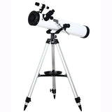 Télescope astronomique professionnel hd blanc et noir avec trépied argent ajustable pour astronomie précise