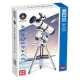 Modèle blanc et noir en plastique d’un télescope astronomique sur trépied kit de construction lego technic espace système solaire