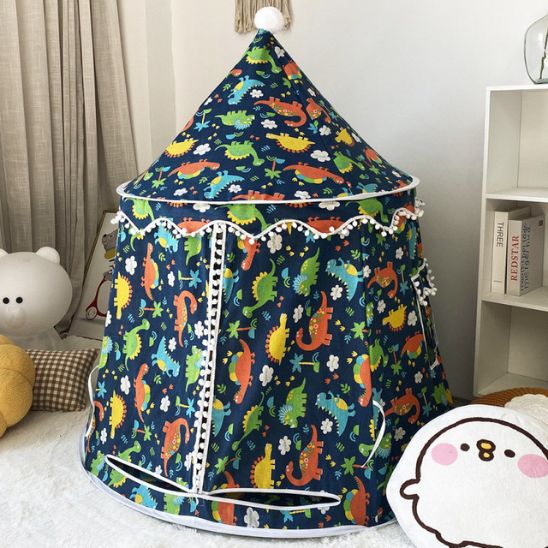 Navy blue dinosaur children's play tent for kids' room