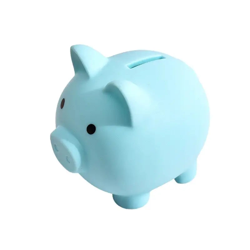 Tirelire cochon 9cm en céramique bleu clair avec yeux noirs et fente sur le dos compagnon idéal pour enfant