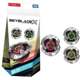 Toupie beyblade x bx-39 shelter drake avec finition métallique argent et rouge et résistance accrue aux impacts