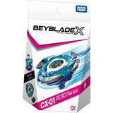 Toupie beyblade x cx-01 starter dranbrave bleu et argent avec design futuriste de dragon sur le dessus