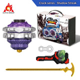 Toupie de combat beyblade infinity nado génération surpuissante violet et argent avec pointe dorée capacité principale crack series shadow streak