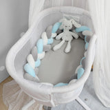 Braided Cot Bumper Blue White Grey
