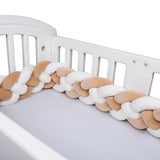 Braided Bed Bumper - White Brown - Braided Cot Bumper