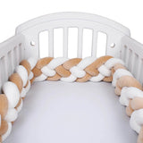 Braided Bed Bumper - White Brown - Braided Cot Bumper