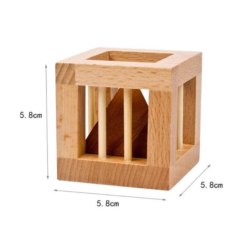 Casse-tête en Bois Triangle en Cage
