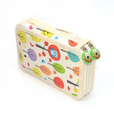Trousse xl forêt hibou en toile crème avec motif coloré d arbres et hiboux et fermetures vertes idéale trousse parfaite