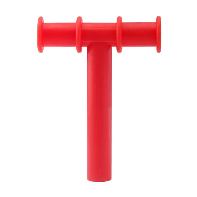 Tube de mastication jouet sensoriel rouge en plastique lisse pour apaiser les gencives douloureuses lors des poussées dentaires