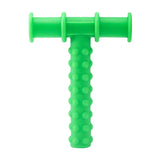 Tube de mastication anti stress vert en silicone avec poignée texturée pour jouet sensoriel et gencives douloureuses