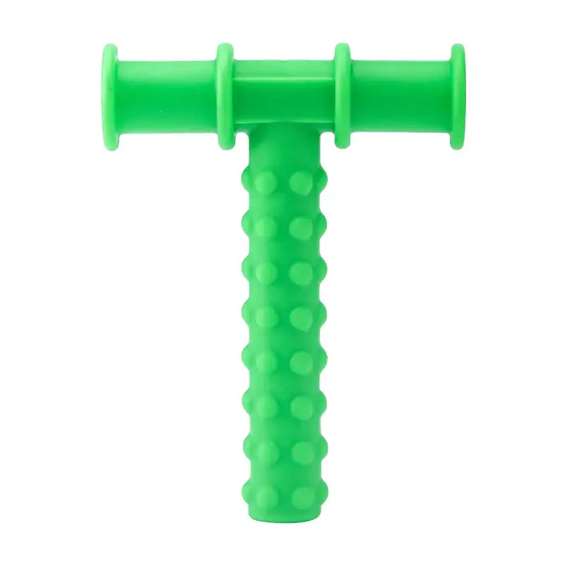 Tube de mastication anti stress vert en silicone avec poignée texturée pour jouet sensoriel et gencives douloureuses