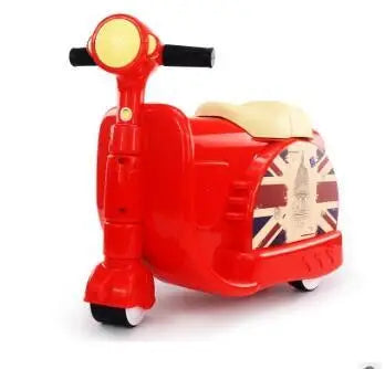 Valise jouet véhicule enfant conception légère scooter rouge en plastique avec poignée noire et design union jack