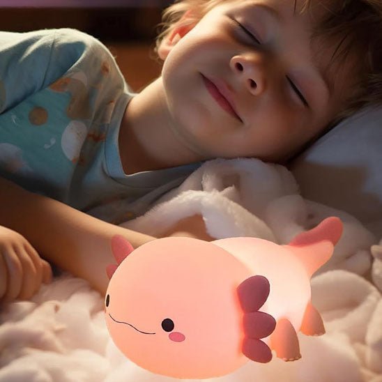 Rechargeable Pink Silicone Axolotl Night Light for Children