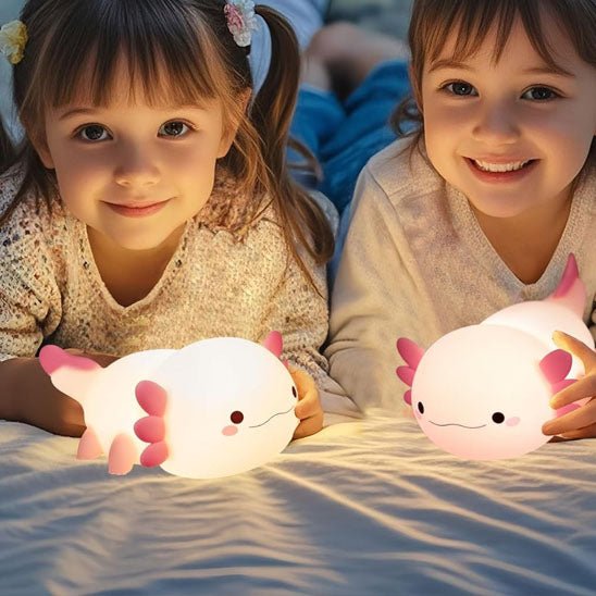 Rechargeable Pink Silicone Axolotl Night Light for Children
