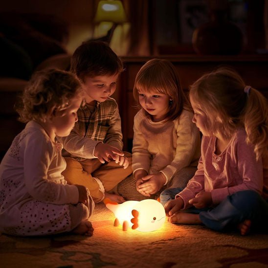 Rechargeable Pink Silicone Axolotl Night Light for Children