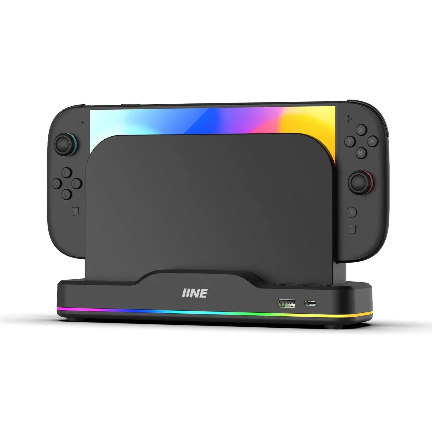 Black iine ventilateur refroidissement switch 2 rgb avec éclairage rgb et ports usb pour console nintendo switch