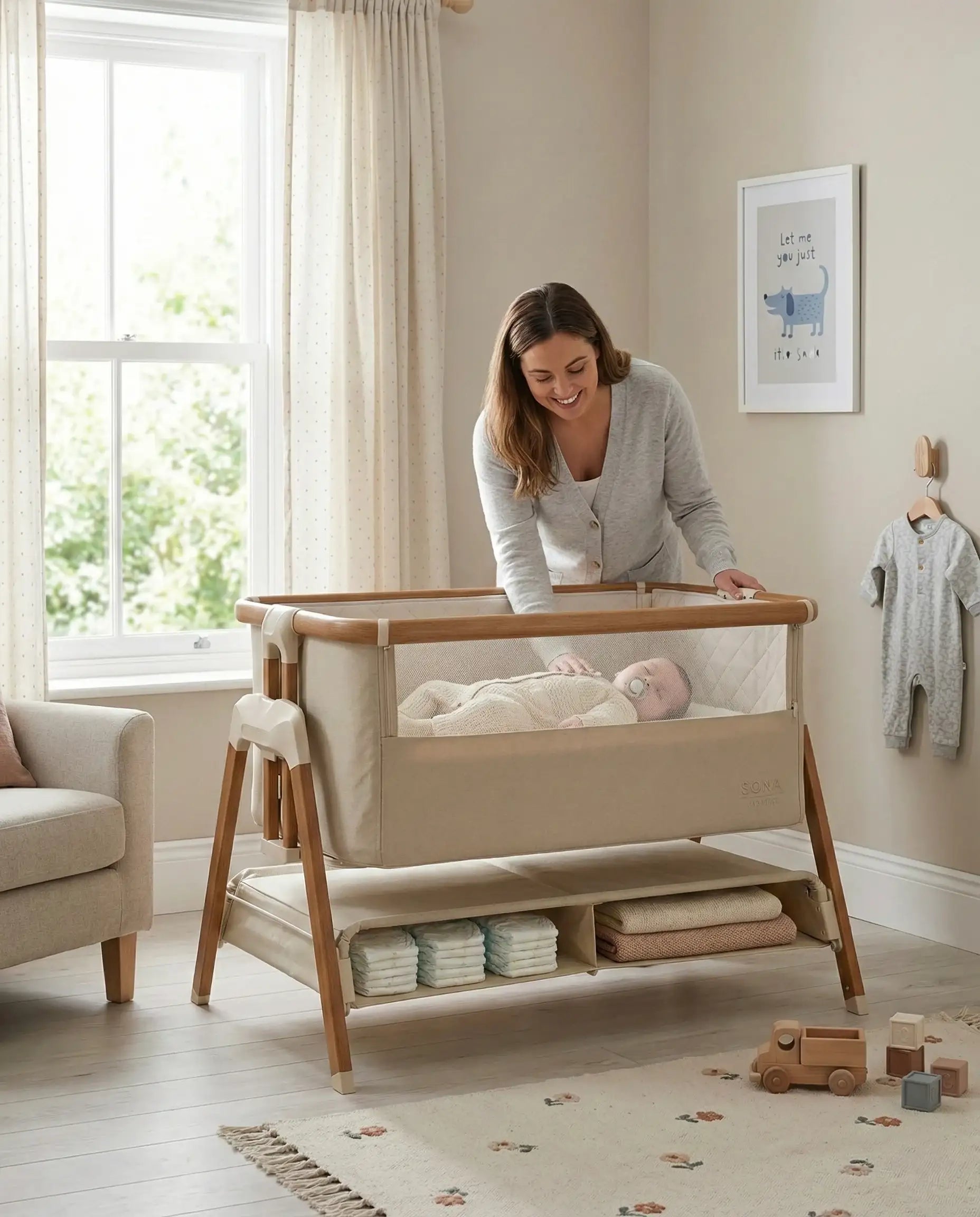Culla Sona Comodino e Rilassamento Sorvegliato - Beige