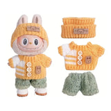 Vêtement labubu short pull et bonnet jaune en tricot avec déguisement carnaval et bonnet assorti pour poupée