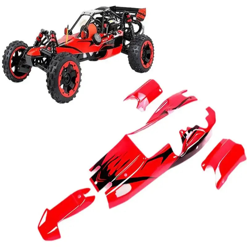 Voiture télécommandée adulte essence rouge et noire avec flammes en plastique pour tout-terrain performance thermique