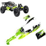 Voiture télécommandée adulte rc racing essence avec carrosserie verte lime et noire éclaboussée et kit assorti