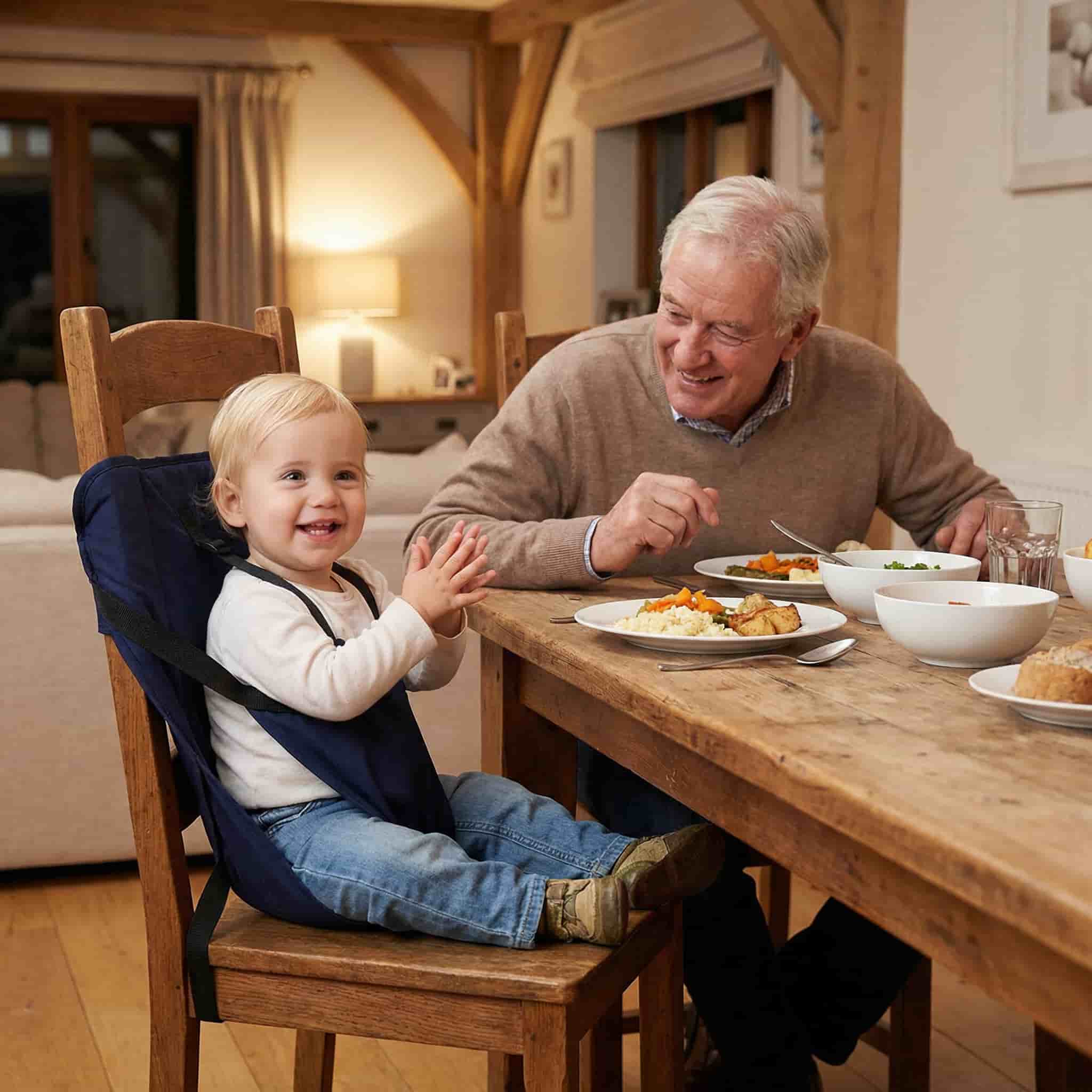 Harnais de Voyage Portable BabySafe™ (Harnais de Repas en Tissu Lavable)
